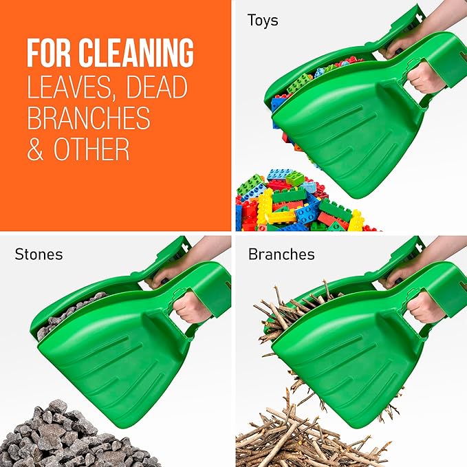 Leaf Collector, Leaf Scoops, Hand Rake for Leaf Picker Upper Gardening Hand Tools, Lawn Cleaning Garden Rake 2 Pairs Leaf Scoop, Green Plastic Leaf Grabber, by Superio