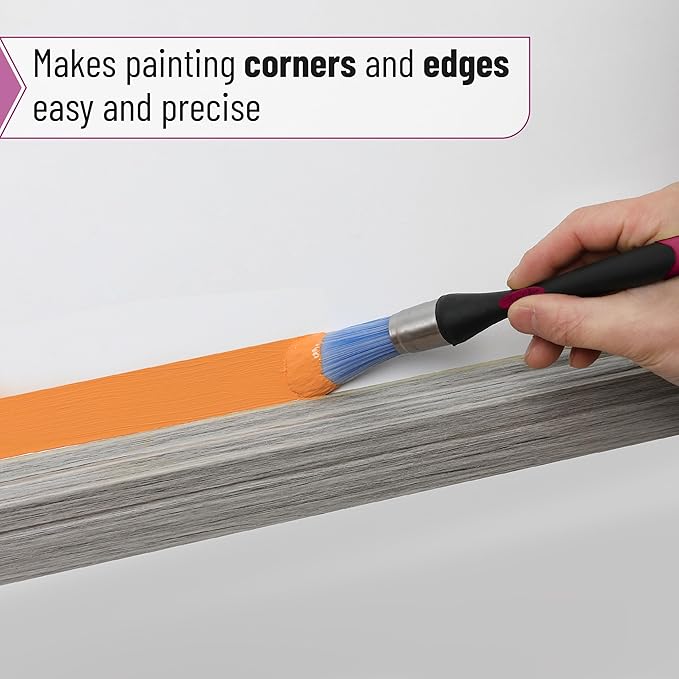 Bates- Trim Paint Brush, 0.75 Inch, Ergonomic Non-Slip Handle, Synthetic Bristles, Trim Brushes for Painting, Black & Dusty Rose