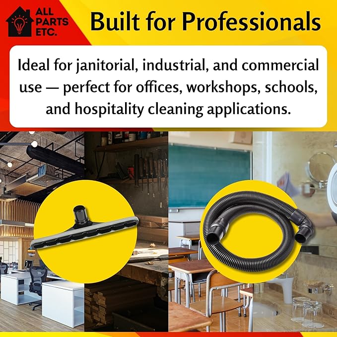 Static-Dissipating Vacuum Hose & Scallop Face Floor Tool Kit Fits 1-1/2” Backpack Vacuums with S-Wand Compatible with ProTeam, GV, Sanitaire, Carpet Pro (Color is Gray Or Black)
