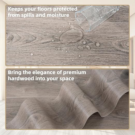 Art3d 15 Sq.ft Peel and Stick Floor Tiles, 10Pcs Luxury Vinyl Plank Flooring Wood Look, 36" × 6" Adhesive and Waterproof Tile Sticker for Bedroom, Living Room, Kitchen, Teak