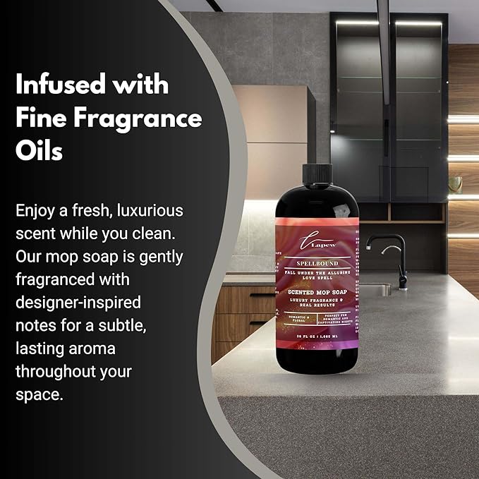 Luxury Floor Cleaner, Scented Mop Soap Concentrate | Hard Floor Cleaner for Tile, Vinyl, Laminate, LVP & Sealed Hardwood | Low-Foam, Streak-Free | 36 oz | Spellbound