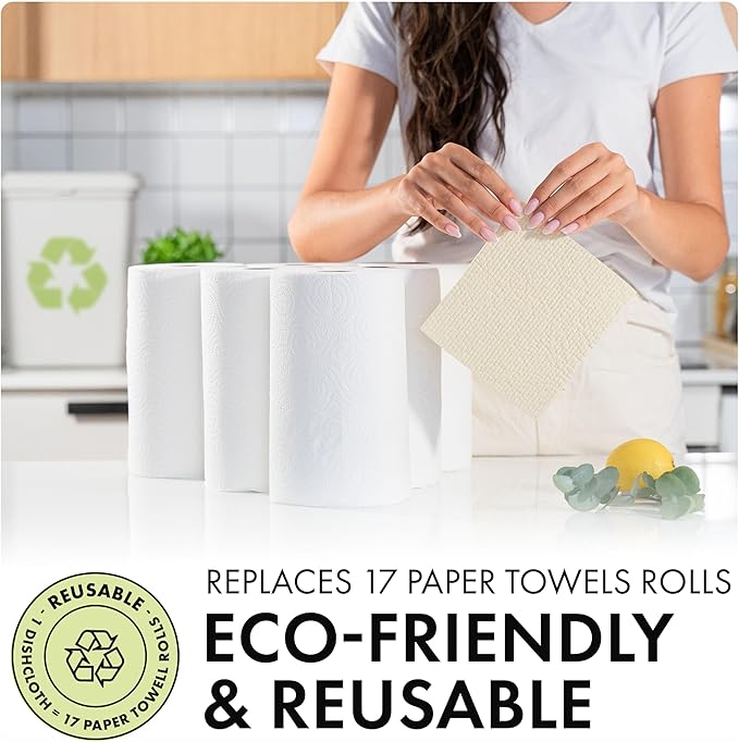 SUPERSCANDI 5 Pack Swedish Dishcloths for Kitchen - 100% Biodegradable & Compostable Reusable Paper Towels Washable, Food-Safe & Without Plastic - Dish Rags Suitable for Any Surface, Premium, Mix