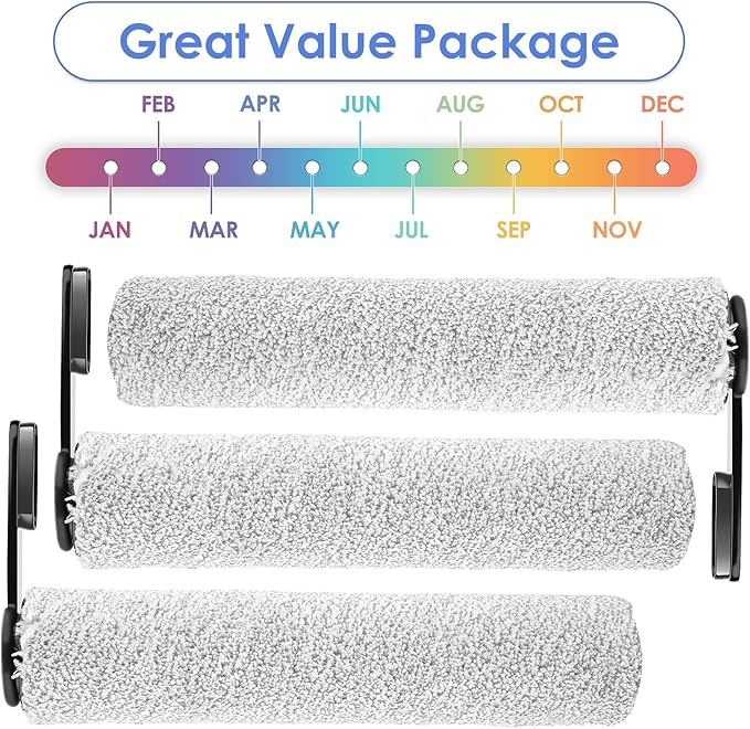 【NOT FOR Version 2, ROLLER HANDLE NOT DETACHABLE】 (3 Pack) ONE S7 PRO Replacement Brush Rollers for Tineco Floor ONE S7 PRO, ONE S6 Smart Cordless Cordless Wet Dry Vacuum Cleaner, Parts Brush Rollers