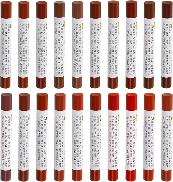 uxcell Furniture Repair Wax Crayons Kit, 20Pcs - Wood Filler Stick, Touch Up Furniture Markers - for Scratches Holes Tables Desks Wooden Floor Laminate Covers, Red Series