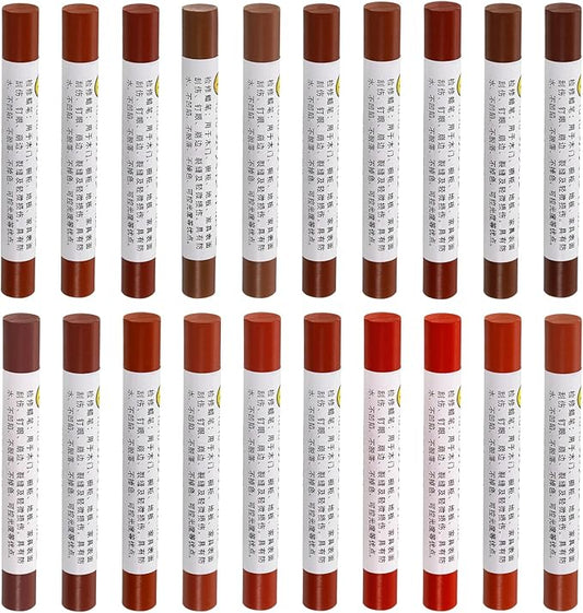 uxcell Furniture Repair Wax Crayons Kit, 20Pcs - Wood Filler Stick, Touch Up Furniture Markers - for Scratches Holes Tables Desks Wooden Floor Laminate Covers, Red Series