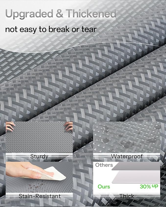 Shelf and Drawer Liner for Kitchen Cabinet, Non-Adhesive 12in x 120in Waterproof Contact Paper Refrigerator Liners Thickened Durable EVA Material Non Slip Mat for Dresser Cupboard Pantry Protector