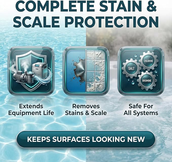 5-in-1 Stain & Scale Control – Hot Tub Chemicals for Spa & Pool, Stain and Scale Control for Hot Tub, Metal + Calcium Remover, Scale Inhibitor, Clarity Support, 3 Liter (101.5 fl oz) – BubbyShine