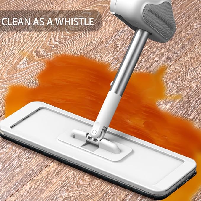 Wet Dry Flat Mop for Hardwood Floor Cleaning, with 6 Replaceable Washable Pads, 360° Swivel Hardwood Floor Cleaner for Home Kitchen Tile & Laminate Floors