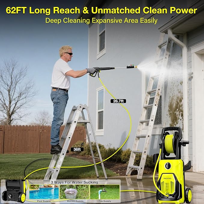Electric Pressure Washer, 4200PSI 2.8GPM Power Washer with 4 Quick Connect Nozzles, High Pressure Cleaning Machine with Foam Cannon for Cars/Fences/Driveways/Patios/Home Cleaning