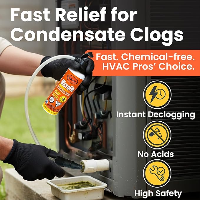 MicroFlo HVAC Drain Line Cleaner – Precision Hydraulic Shock Wave Tech For Safe, Instant Results, Controlled-Pressure AC & Condensate Drain Opener, Reusable, Chemical-Free