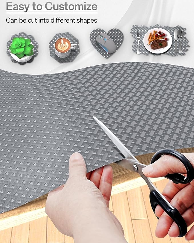 Shelf and Drawer Liner for Kitchen Cabinet, Non-Adhesive 18in x 360in Waterproof Contact Paper Refrigerator Liners Thickened Durable EVA Material Non Slip Mat for Dresser Cupboard Pantry Protector