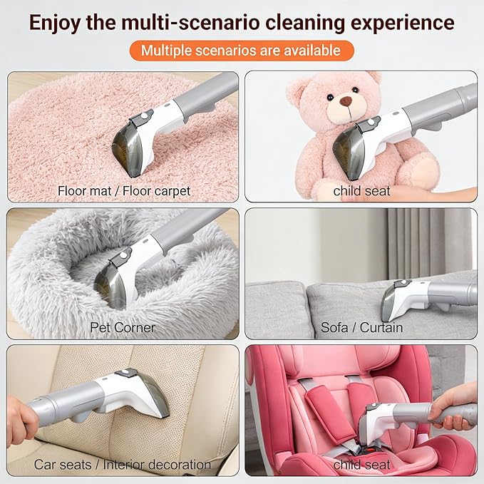Carpet Cleaner Machine, Upholstery Portable StainRemover, Ordor & Stain & Spot Removr, Perfect for Pet Hair, Carpet, Area Rugs, Car and Coches, Strong Suction, White