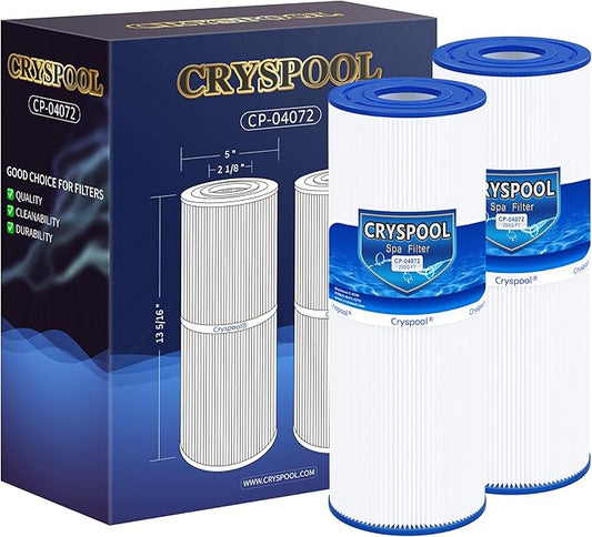 Cryspool® 04072 Filter Compatible with PRB25-IN Hot Tub Filter, C-4326, FC-2375, 3005845, R172327, R173429, 33521, 25392, 817-2500, 5X13 Drop in Spa Filter, 2 Pack
