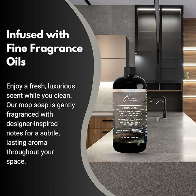 Luxury Floor Cleaner, Scented Mop Soap Concentrate | Hard Floor Cleaner for Tile, Vinyl, Laminate, LVP & Sealed Hardwood | Low-Foam, Streak-Free | 36 oz | Cabin Vibes