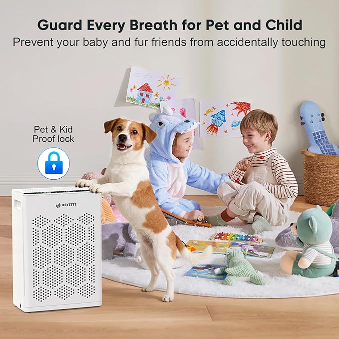 Air Purifiers for Home Large Room Up to 2400 Ft² with HEPA 14 Filter, DAYETTE Pet Air Purifier with Washable Prefilter for Bedroom with Fragrance, Air Cleaner for Smoke Dust Pollen Pets Hair Odor