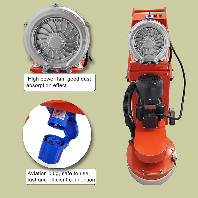 Cement Ground Grinder Epoxy Floor Grinding Machine Concrete Floor Polisher with 20L Vacuum Dust Collector Concrete Surface Grinder with Terrazzo Plate 220V
