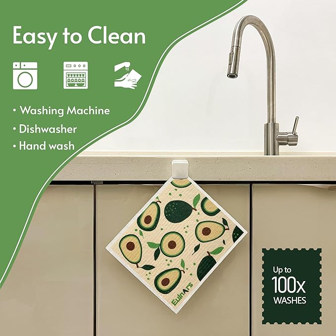 8 Pack Swedish Dishcloths for Kitchen, Fruit Swedish Dishcloths, Reusable Paper Towels Washable, Biodegradable, Non-Scratch Cellulose Sponge Cloths, No Odor
