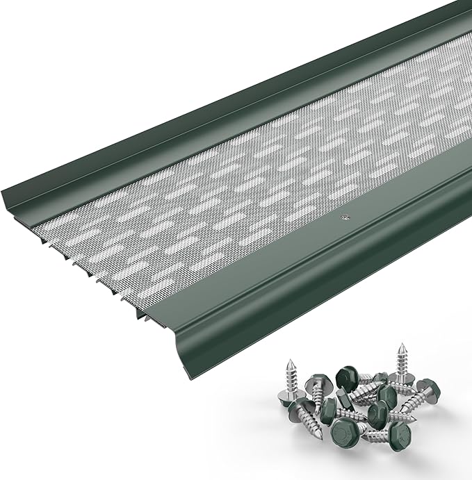 Micromesh 5 inch Gutter Guards Leaf Protection, 25 Feet Green, Stainless Steel Mesh, Aluminum Gutter Covers, Contractor Grade Gutter Guard from Manufacturer