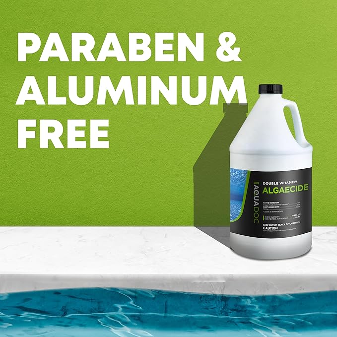 Copper Pool Algaecide for Swimming Pools - 128 oz - 90 Day Algaecide for Inground & Above Ground Pools, Helps Prevent & Remove Green, Mustard, Blue, Black Algae - AquaDoc