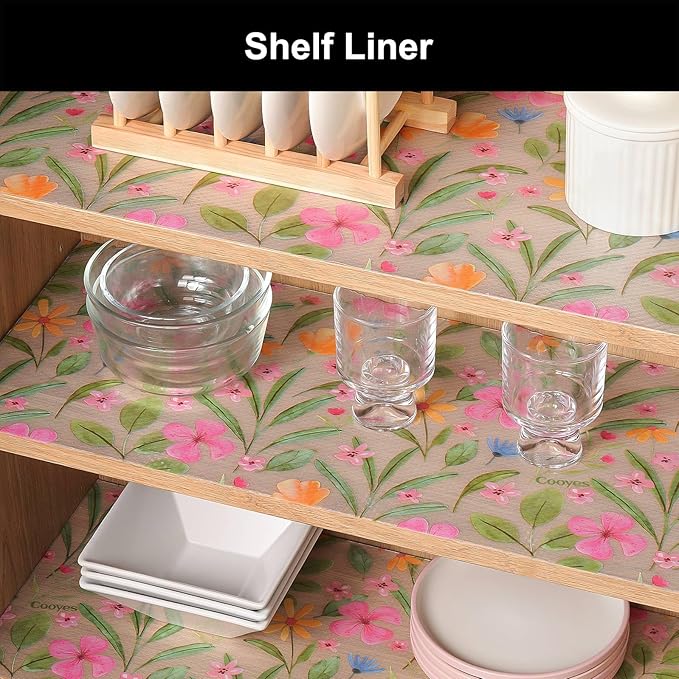 Cooyes Shelf Liner – Premium Non-Adhesive Cabinet & Drawer Liner for Kitchen – Waterproof Shelf Paper with Modern Pattern – Durable EVA Cabinet Mat – Easy to Cut （24" W x 240" L）