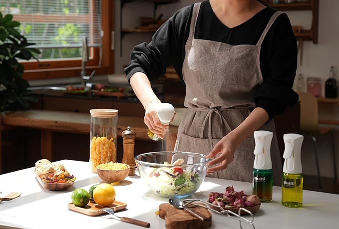 Mistifi Oil Sprayer 150ml glass bottle. Upgraded Version.Fine Mist Spray Bottle for Air Fryer, Olive Oil, Avocado Oil, Healthy Nonstick Frying, Commercial & Home Kitchen Use (2Pc Premium Dark Black)