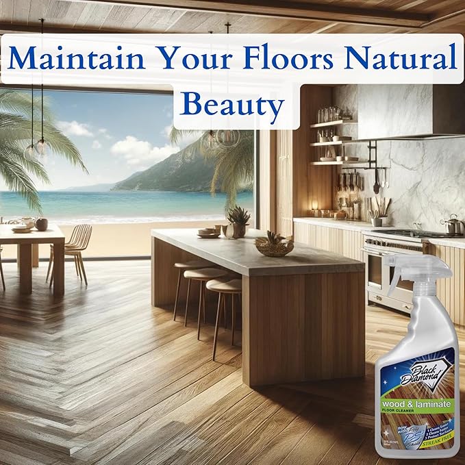 Black Diamond Stoneworks Wood, Laminate, Hardwood & Luxury Vinyl Floor Cleaner Spray – Multi-Purpose Mopping Solution for a Streak-Free Clean (32 Fl Oz)