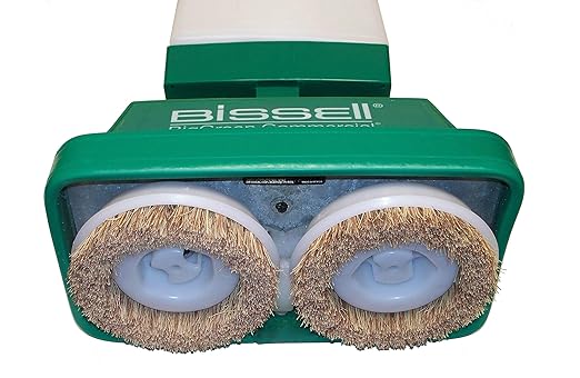 Bissell BigGreen BGFS5000 Portable Two Brush Floor Scrubber & Polisher, Polypropylene, 13"" W x 7"" D x 44"" H, White & Green