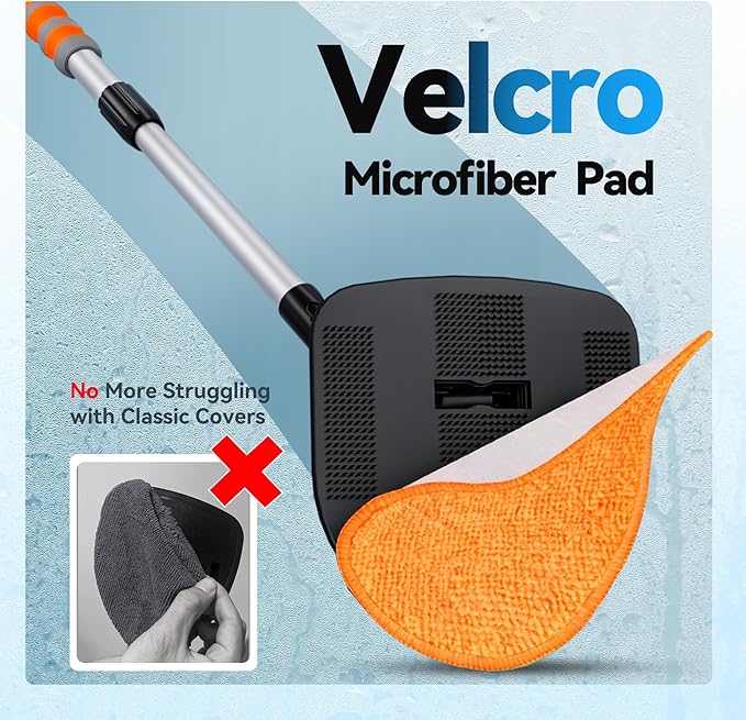 XINDELL Windshield Cleaning Tool, Interior & Inside Car Windshield Cleaner with Microfiber Pads, Extendable Handle & 360° Head, Streak-Free Glass Cleaning Kit for Cars Trucks