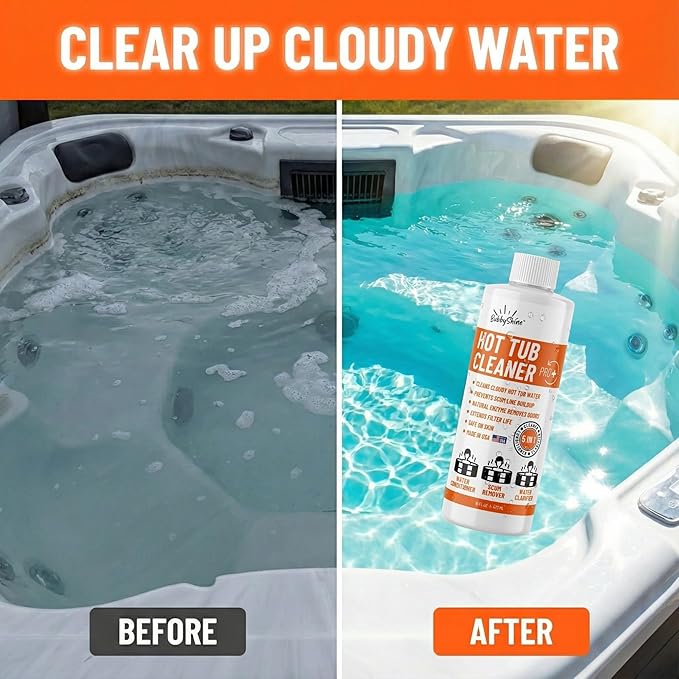 Spa Chemicals for Hot Tub – 5-in-1 Hot Tub Maintenance Kit & Cleaner – Inflatable Hot Tub Accessories for Adults – Outdoor Spa Clarifier – Helps Remove Scum & Cloudy Water – Made in USA – 16oz