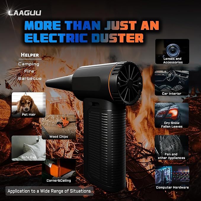 Electric Compressed Air Duster, 130000RPM Adjustable Infinitely Speed Handheld Mini Blower Cordless, 8000mAh Portable Power Fan Home Cleaner for Car Keyboard Computer PC Outdoor (Black, Standard)