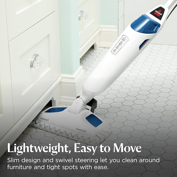 Bissell Power Fresh Steam Mop with Natural Sanitization, Floor Steamer, Tile Cleaner, and Hard Wood Floor Cleaner with Flip-Down Easy Scrubber, 1940A