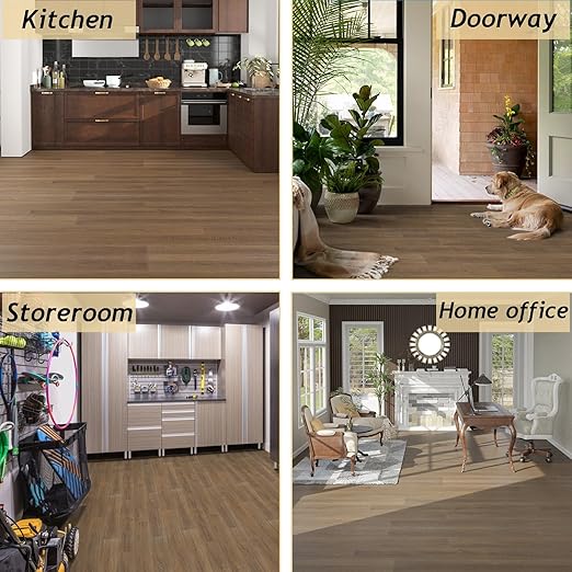 Freshtour Vinyl Flooring Roll, Versatile Removable PET Leather-Like Floor Covering, Waterproof & Durable, Easy Tape Installation, Cost-Effective for Any Room, Nature Oak/ 32.29 Sq.ft (39.3" x 118")