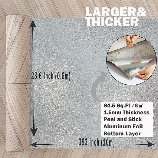 Oxdigi Peel and Stick Herringbone Vinyl Flooring Roll 23"x 393"/64 Sq.Ft, Self Adhesive Vinyl Floor Tiles Wood Plank Flooring Waterproof Wear-Resistant for Any Room, DIY Floor Coverings, Light Wood
