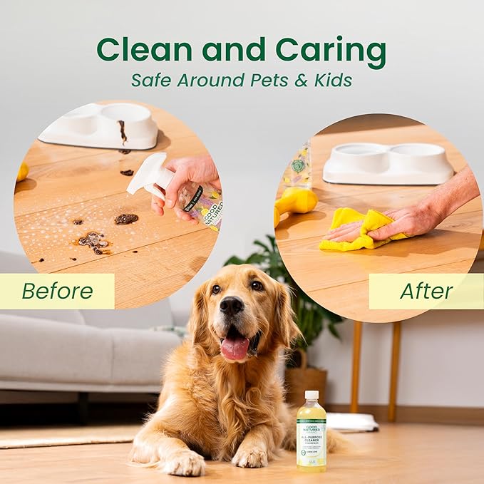 Good Natured Brand All-Purpose Cleaner Concentrate | Multi-Surface Cleaner | Natural Lemon Essential Oil | Multipurpose Cleaner Concentrate All Surfaces | Lemon Love | 8oz makes 128oz