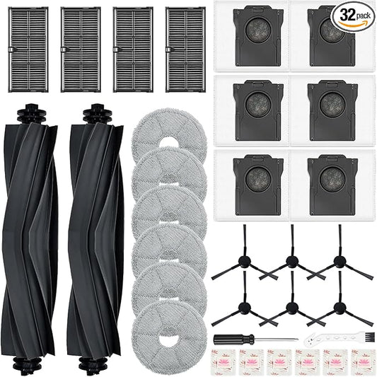 Replacement Kit for Dreame L10s Ultra Gen 2/L10s Pro Ultra Heat/X30 Ultra/D30 Ultra & Mova E30 Ultra, 2 Main Brushes, 4 Filters, 6 Mop Pads & Dust Bags & Scented Tablets & Side Brushes ASIN B0F