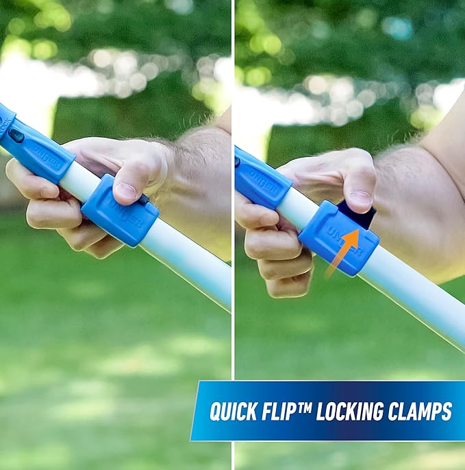 Unger Professional Connect and Clean 7’-24’ Aluminum Telescopic Extension Pole with Locking Cone and Quick-Flip Clamp, Indoor and Outdoor Use, Compatible with Cleaning Tool Attachments