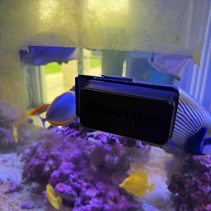 Mag-Float Small Black Stealth Glass Magnet Aquarium Scraper Cleaner with Blade - Floating Magfloat Magnetic Cleaning Tool