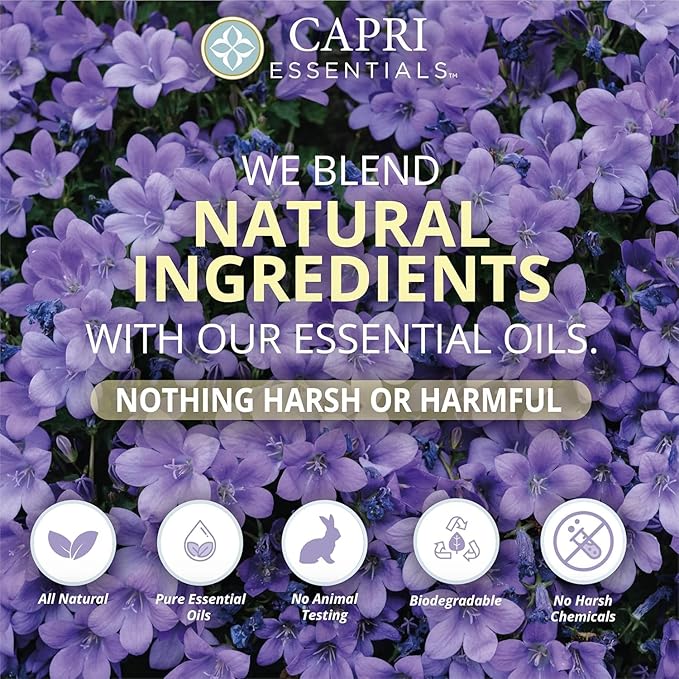 CAPRI ESSENTIALS Dish Soap Liquid, Natural Household Cleaning, Plant Based Aromatic Dish Detergent, Blend of Essential Oils with Juniper & Chamomile, White Lavender, 16 FL Oz (2 Pack)