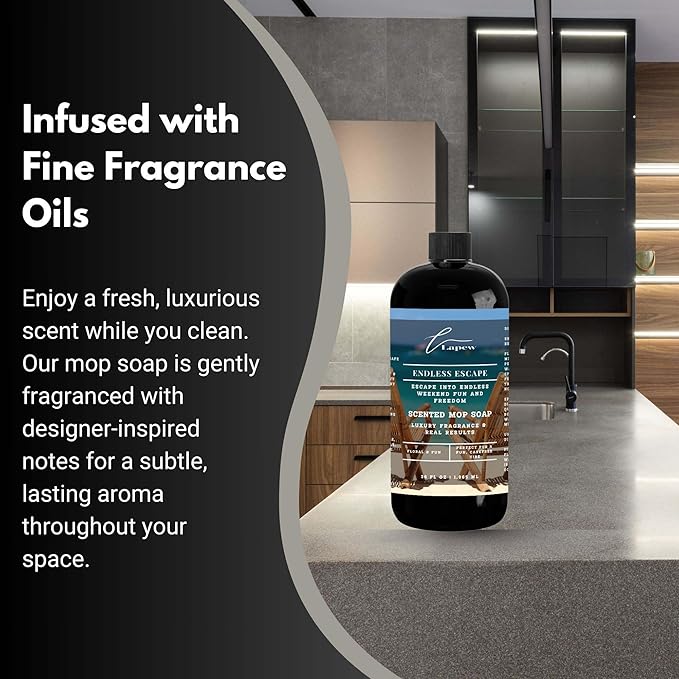 Luxury Floor Cleaner, Scented Mop Soap Concentrate | Hard Floor Cleaner for Tile, Vinyl, Laminate, LVP & Sealed Hardwood | Low-Foam, Streak-Free | 36 oz | Endless Escape