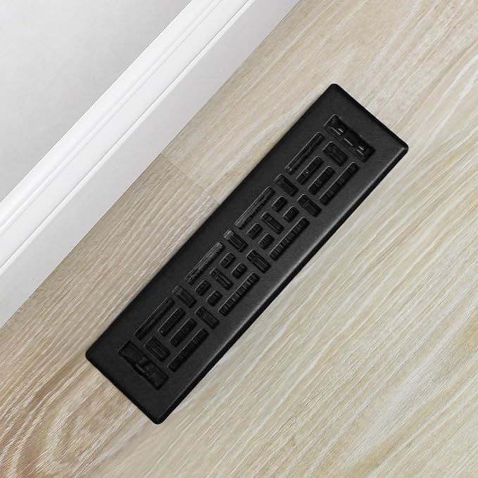 Decor Grates AJH212-BLK Oriental Floor Register, 2x12 Inches, Textured Black
