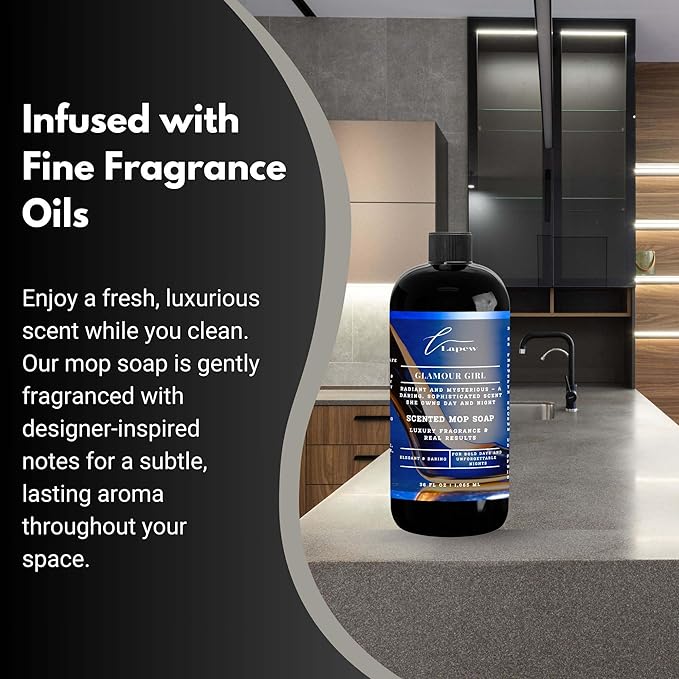 Luxury Floor Cleaner, Scented Mop Soap Concentrate | Hard Floor Cleaner for Tile, Vinyl, Laminate, LVP & Sealed Hardwood | Low-Foam, Streak-Free | 36 oz | Glamour Girl