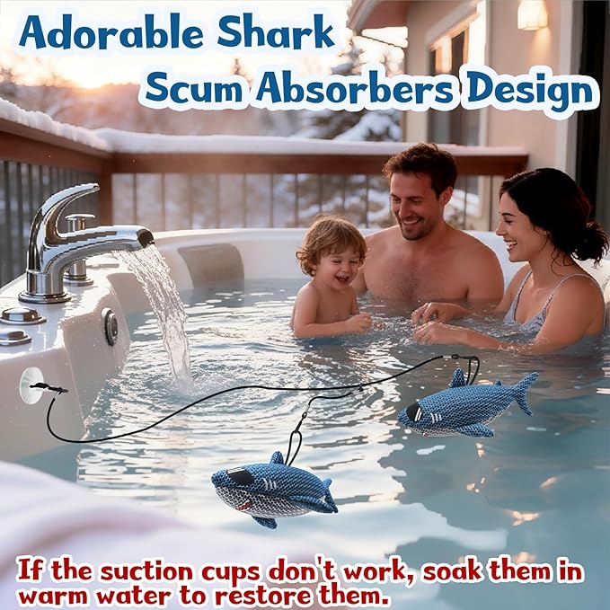 Shark Hot Tub Scum Absorber Reusable Washable Hot Tub Sponge Scum Absorber for Spa Hot Tub Oil Scum Absorber Spa Accessories for Adults (1 Pack, Shark)