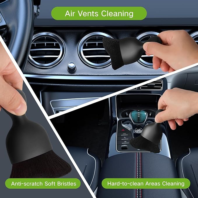 10pcs Windshield Cleaning Tool Inside Car Window Cleaner Wash Kit with 4 Reusable Microfiber Pads 1 Spray Bottle and Extendable Handle Interior Auto Glass Wiper Kit, Blue&Green