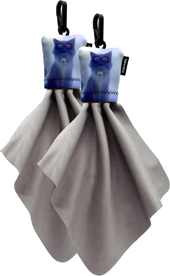 SPUDZ Classic Microfiber Lens Cleaner – Clip-On Pouch, Washable – for Binoculars, Scopes, Glasses, Screens | Cat, 6 x 6 Inch (2-Pack)