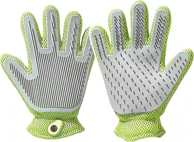 Pet Grooming Glove & Hair Remover - Deshedding Brush for Shedding Control - Gentle Massage Mitt for Dogs & Cats with Long and Short Fur - Ideal for Bathing and Grooming
