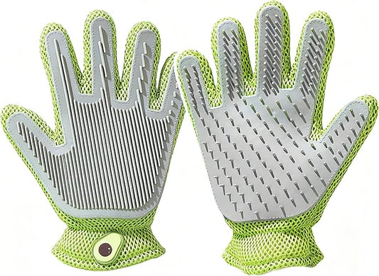 Pet Grooming Glove & Hair Remover - Deshedding Brush for Shedding Control - Gentle Massage Mitt for Dogs & Cats with Long and Short Fur - Ideal for Bathing and Grooming