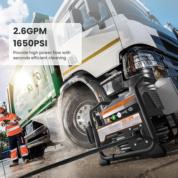 Giraffe Tools Crossfalls Retractable Pressure Washer Ultra, Features 1000H All-Copper Pump, Dual Wall/Floor Mount, Brushless Motor, 60dB Low Noise, High Efficiency Cleaning Machine