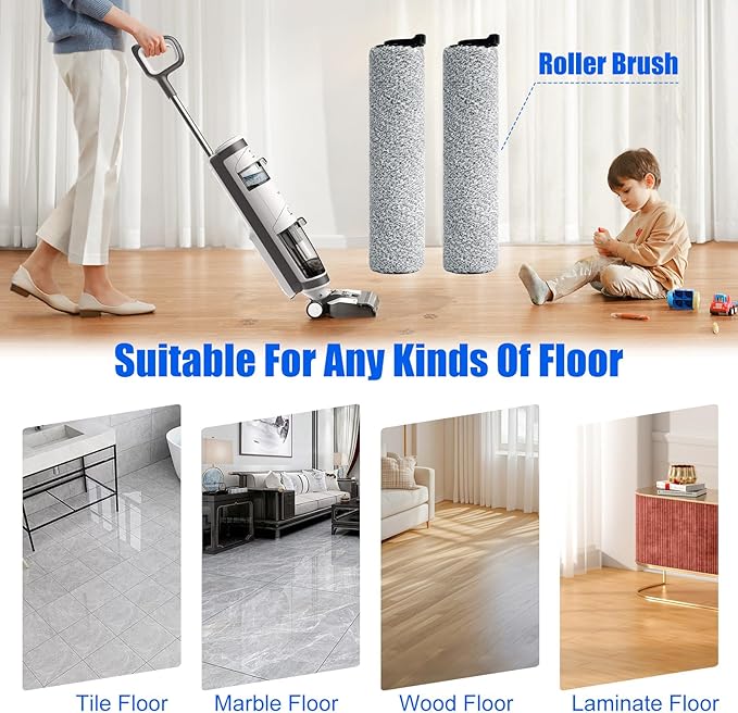 Replacement Brush Rollers Compatible with Tineco Floor ONE S3/iFloor 3 Breeze Cordless Wet Dry Vacuum Cleaner Rollers for Tineco Floor Cleaner
