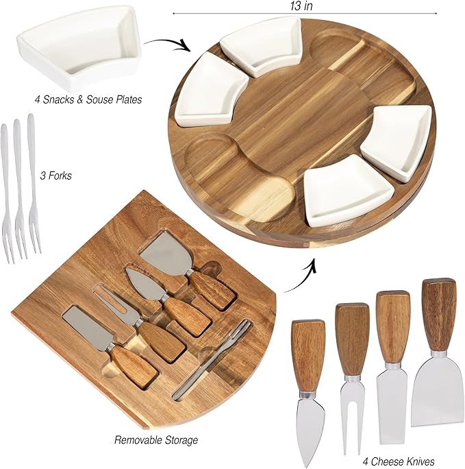 Personalized Charcuterie Board Gift Set – Custom Engraved Acacia Cheese Board with Ceramic Bowls, Wedding & Housewarming Gifts, for Women & Men