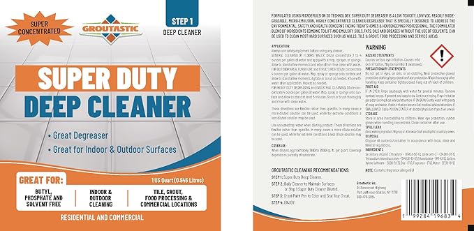 Super Duty Degreaser – Heavy Duty Tile & Grout Cleaner for Kitchens, Bathrooms & Floors – Removes Grease & Deep Stains – Concentrated